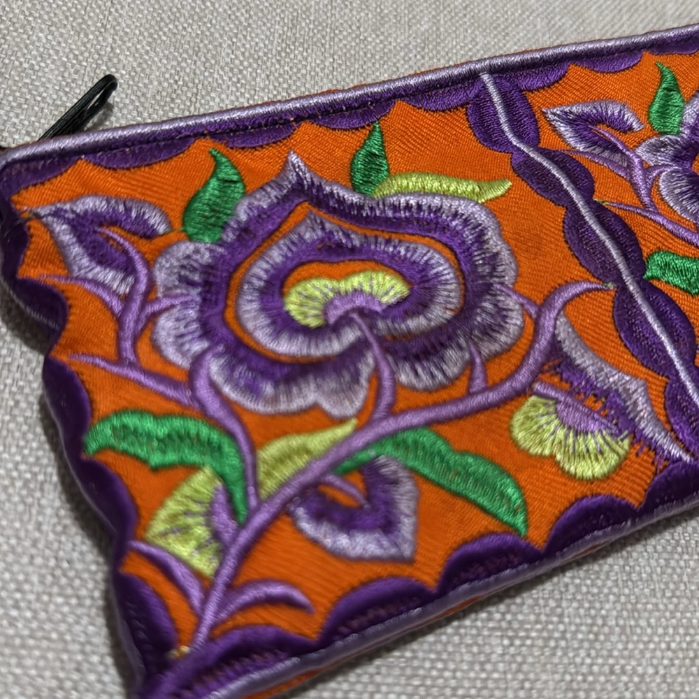 Colorful Embroidered Zip Top Pouch-Like New - Picture 5 of 11